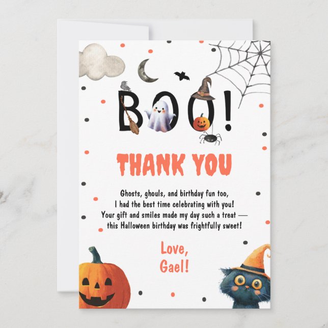 Carte De Remerciements Halloween modifiable Anniversaire de la fête de ga (Devant)