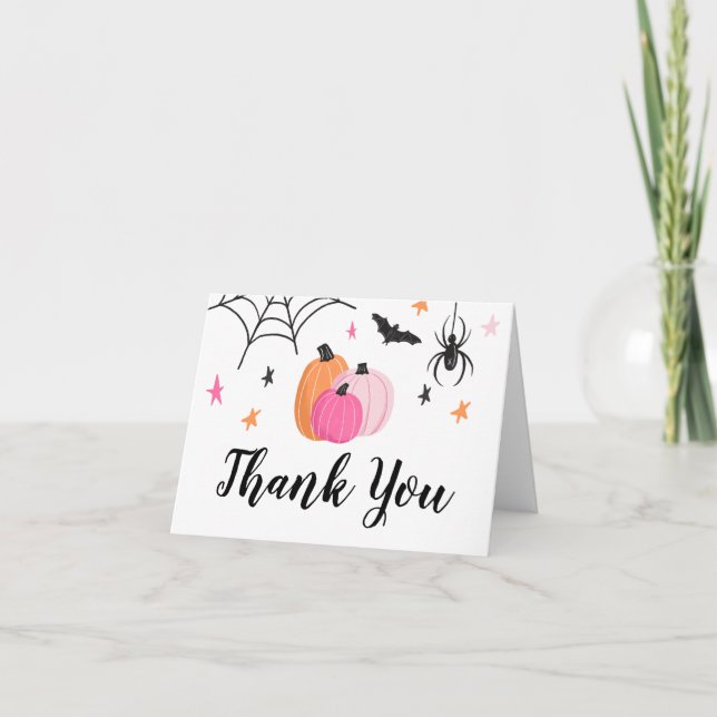 Carte De Remerciements Halloween Spooktacular Girl Anniversaire Citrouill (Devant)