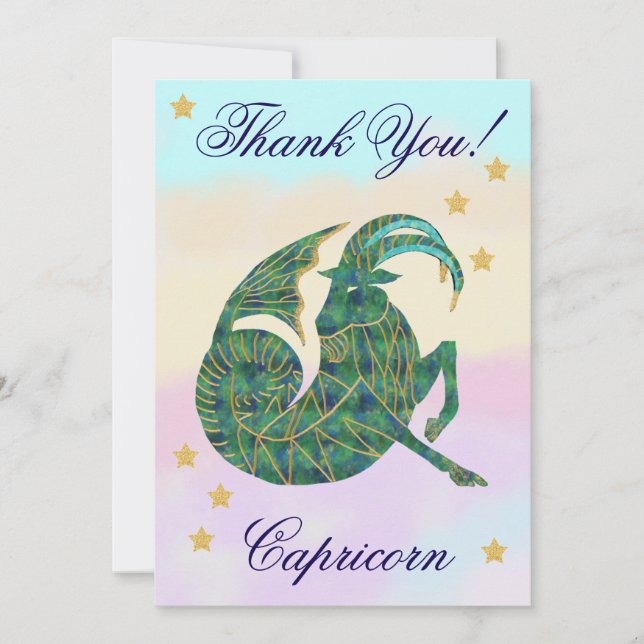 Carte De Remerciements Hand-Painted Capricorn Birthday Thank You (Devant)