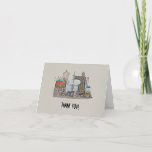 Carte De Remerciements Hand Powered Sewing Machine