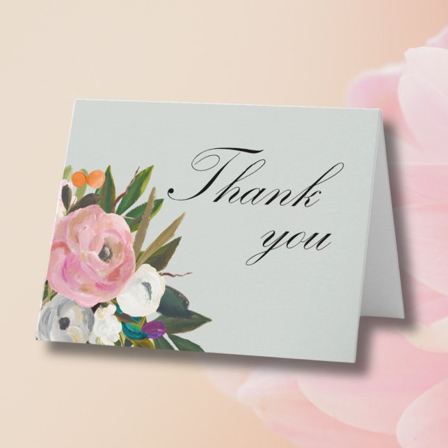 Carte De Remerciements Handpainted Floral 60th Birthday Party   (Créateur téléchargé)
