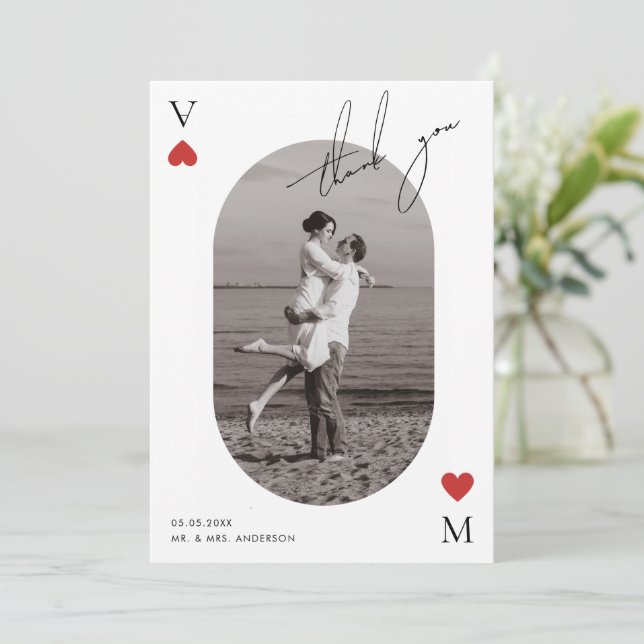 Carte De Remerciements Handwriting Script Casino Vegas Wedding (Debout devant)