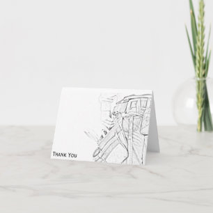 Carte De Remerciements Handyman Sketch in Black and White Business