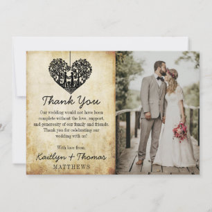 Carte De Remerciements Hanging Heart Tree Vintage Wedding Collection
