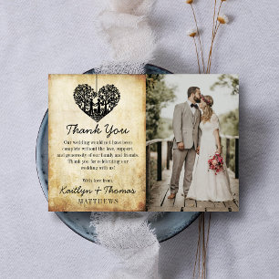 Carte De Remerciements Hanging Heart Tree Vintage Wedding Collection