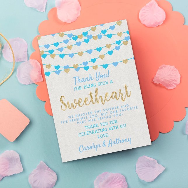 Carte De Remerciements Hanging Love Hearts Petit Baby shower amoureux (Créateur téléchargé)