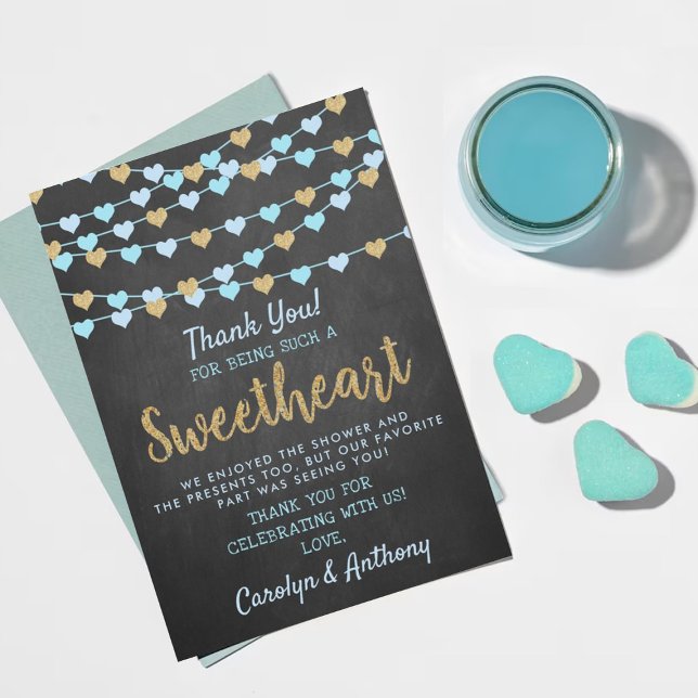 Carte De Remerciements Hanging Love Hearts Petit Baby shower amoureux (Créateur téléchargé)