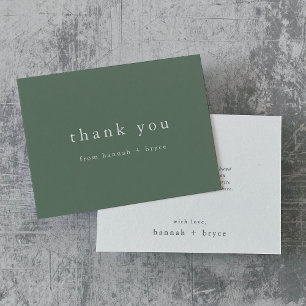 Carte De Remerciements HANNAH Sage Unique Vert Minimaliste Moderne Simple