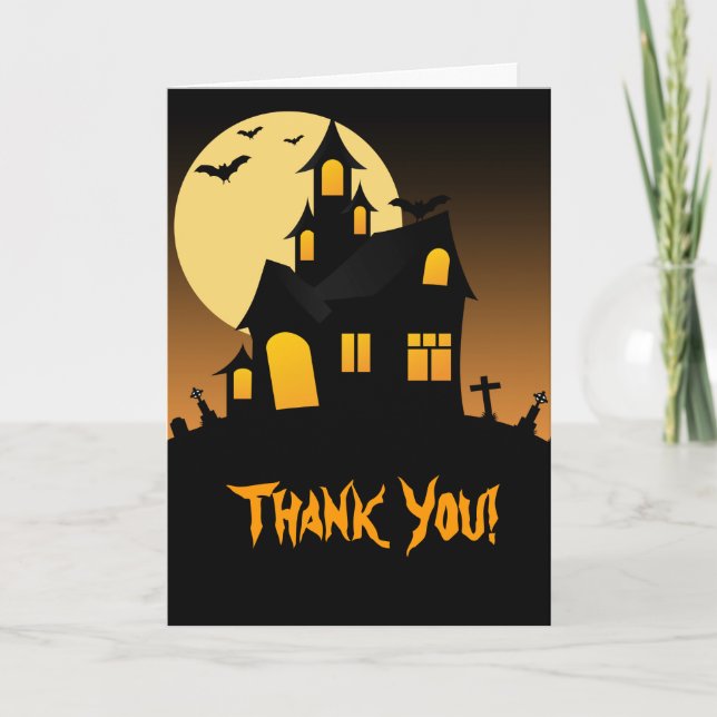 Carte de remerciements hanté de Halloween de (Devant)