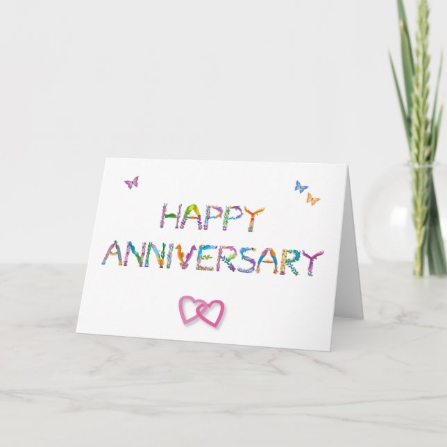Carte De Remerciements Happy Anniversary lié coeur - art des mots tropica (Devant)