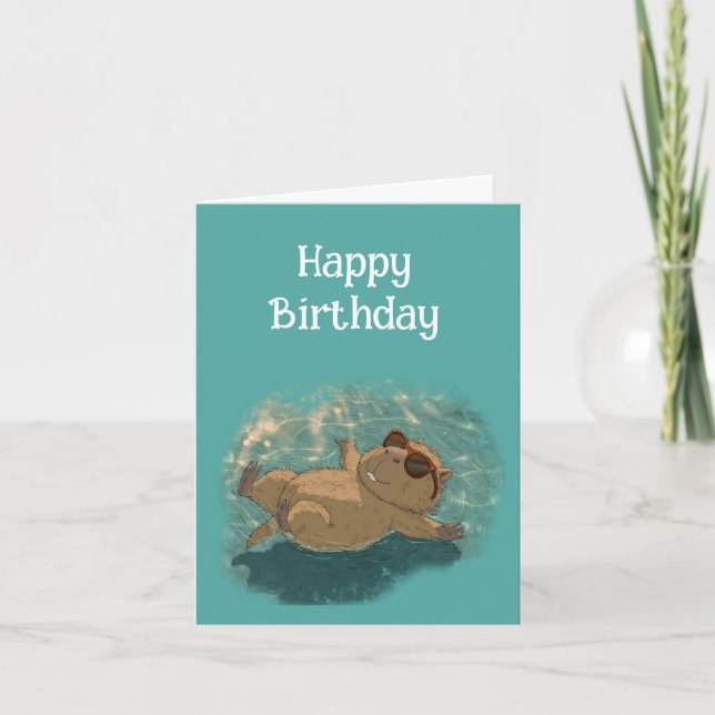 Carte De Remerciements Happy Birthday  Fun Capybara Just Chillin  (Devant)