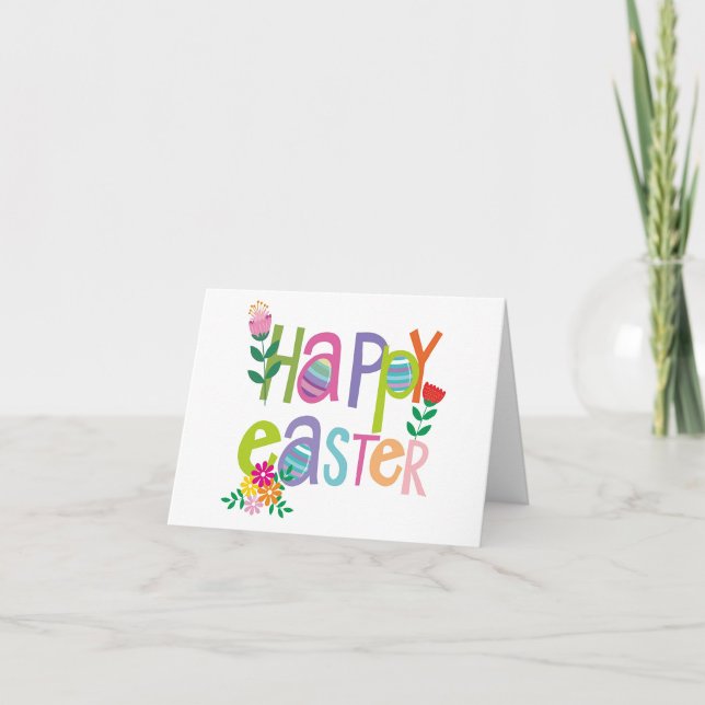 Carte De Remerciements Happy Easter  (Festive Lettering front of card!)