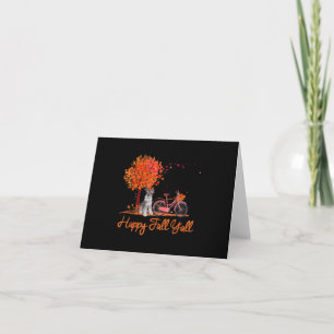 Carte De Remerciements Happy Fall Yall Funny Schnauzer Dog Autumn Bicycle