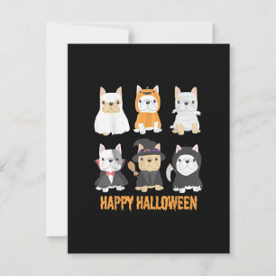 Carte De Remerciements Happy Halloween Chiens Carlins mignonnes Amoureux 