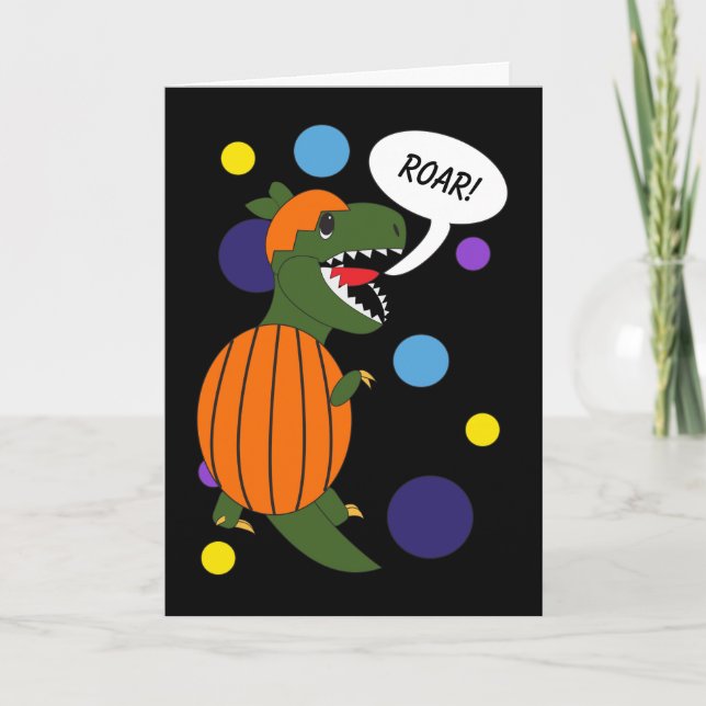 Carte De Remerciements Happy Halloween Dinosaur Trex Funny Personnaliser (Devant)