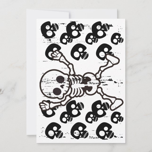 Carte De Remerciements Happy Halloween Flat Card - Crâne Éffrayant avec é (Dos)