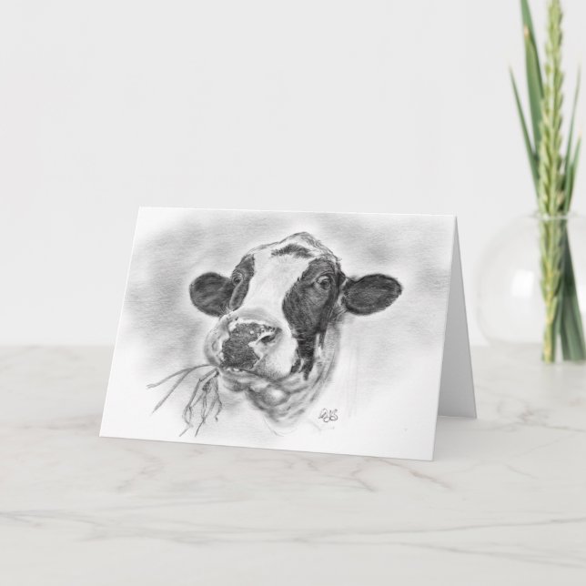 Carte De Remerciements Happy Holstein Friesian Dairy Cow (Devant)