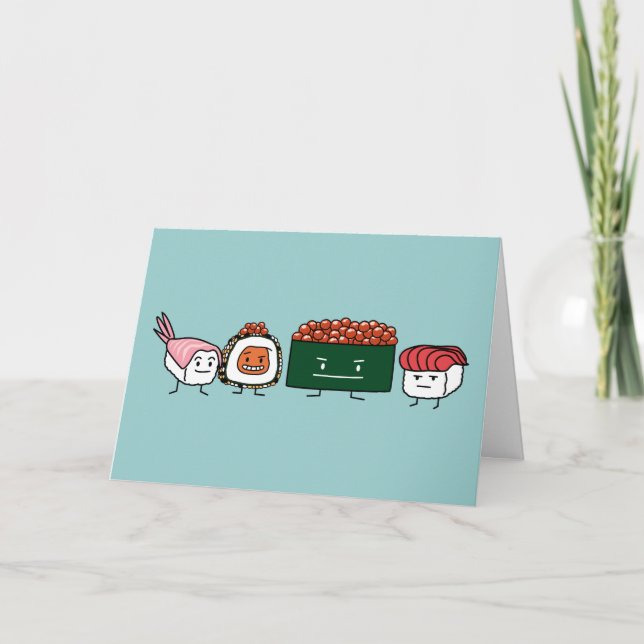 Carte De Remerciements Happy Sushi Brothers riz japonais saumon de crevet (Devant)