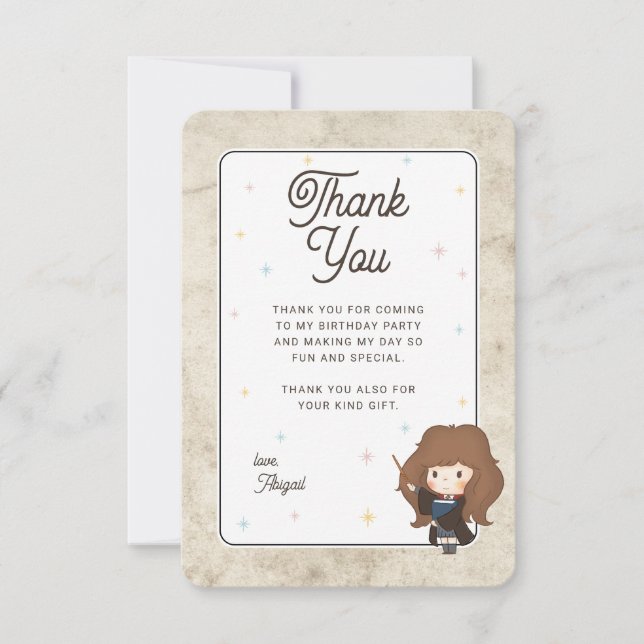 Carte De Remerciements Harry Potter Chibi Hermione Wizard Birthday (Devant)
