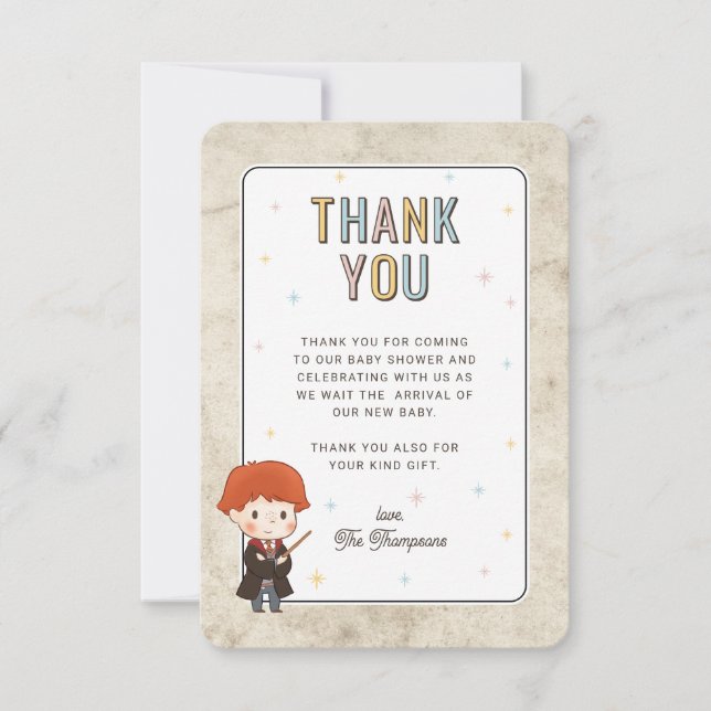Carte De Remerciements Harry Potter Chibi Ron Weasley Wizard Baby Shower (Devant)
