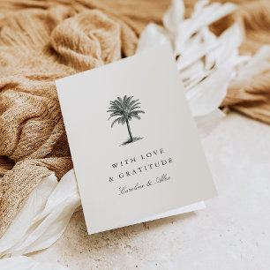 Carte De Remerciements Havana Palm   Mariage Vintage Palm Tree
