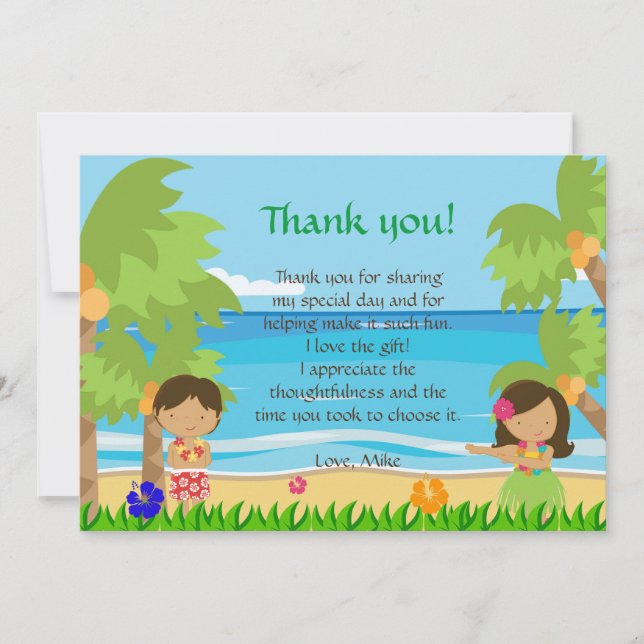 Carte de remerciements hawaïen d'anniversaire de (Devant)