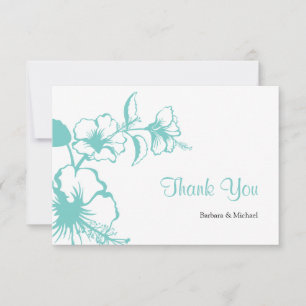 Carte De Remerciements Hawaii Turquoise Hibiscus Destination Mariage