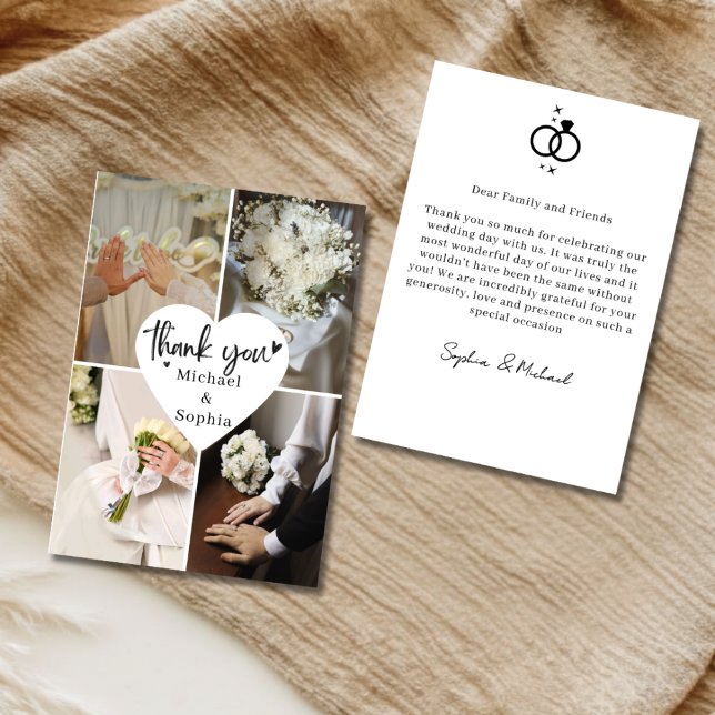 Carte De Remerciements Heart Collage Wedding Thank You Card (Créateur téléchargé)