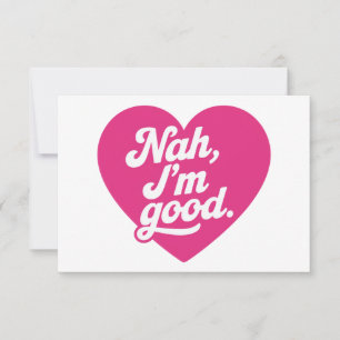 Carte De Remerciements Heart Nah Im Good Anti Valentines Day Single Aware