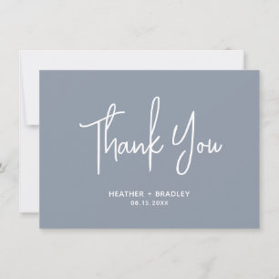 Carte De Remerciements Heather Elegant Dusty Blue Minimal Mariage moderne
