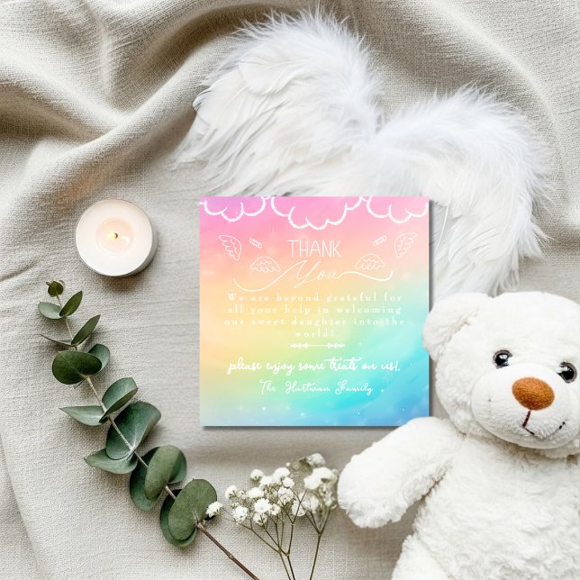 Carte De Remerciements Heaven Rainbow baby Labor  Delivery NICU Hospital  (Heaven Rainbow baby Labor Delivery NICU Hospital Thank You Card)