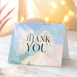 Carte De Remerciements Heaven Sent Angel Wings Pastel Baby shower