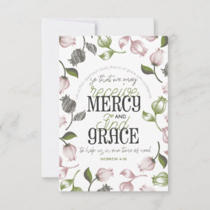 Carte De Remerciements Hébreu 4:16 citations avec art floral blanc ver