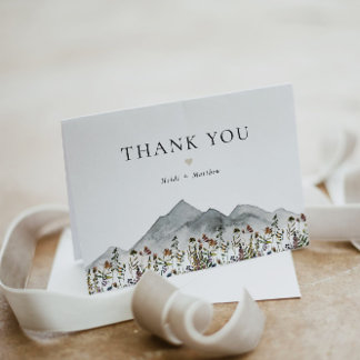 Carte De Remerciements HEIDI Bohemian Watercolor Fleur sauvage Mountain