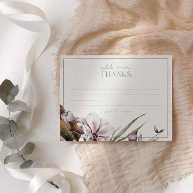Carte De Remerciements HELLO BABY | Baby shower botanique d'automne (Créateur téléchargé)