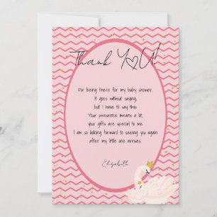 Carte De Remerciements Hello Baby Swan Thank You 