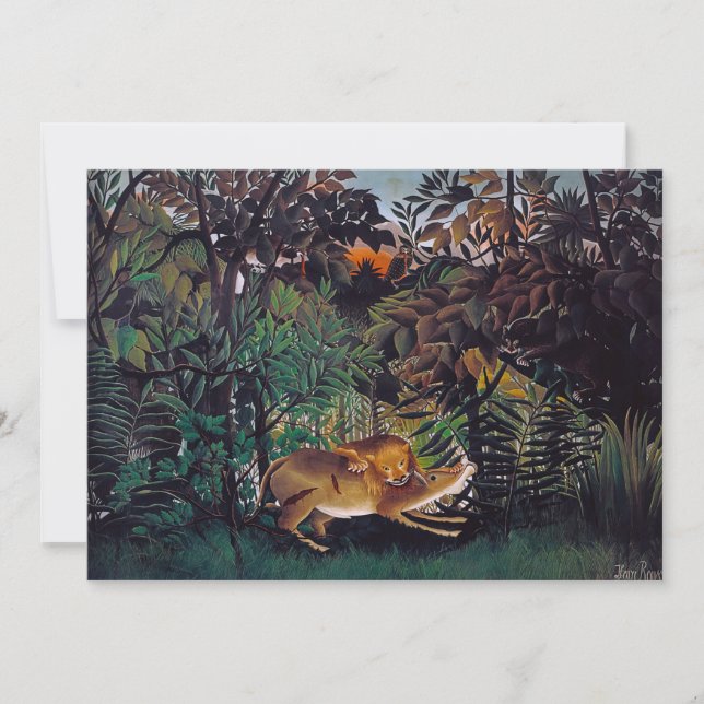 Carte De Remerciements Henri Rousseau - Le lion affamé (Devant)