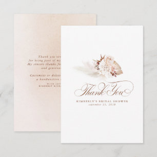 Carte De Remerciements Herbe de Pampa Élégante Fleurale Remerciement