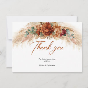 Carte De Remerciements Herbe de pampas orange brûlé tropical fleur de bur