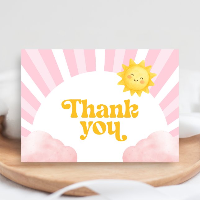 Carte De Remerciements Here Comes the Sun Baby Shower (Sunshine Baby Shower Thank You Card)