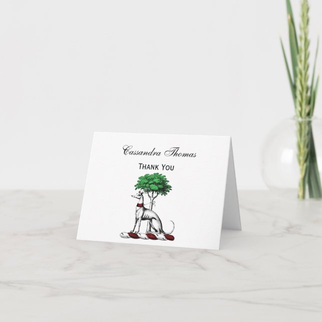 Carte De Remerciements Héritier de Greyhound Whippet avec arbre héraldiqu (Devant)