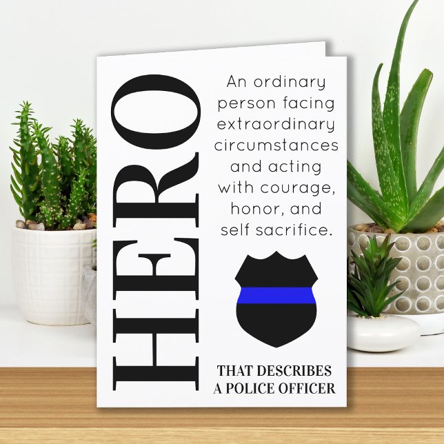 Carte De Remerciements Hero Thin Blue Line Officier de police personnalis (Créateur téléchargé)
