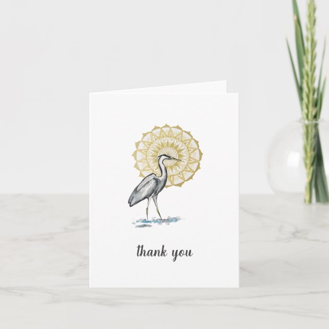 Carte de remerciements Heron Mandala (Devant)