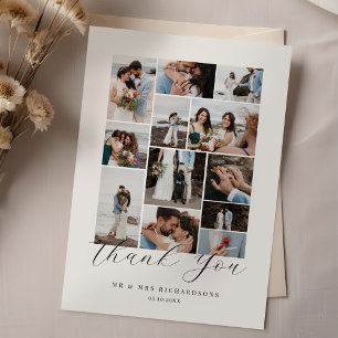 Carte De Remerciements Heureusement jamais après un collage photo Mariage