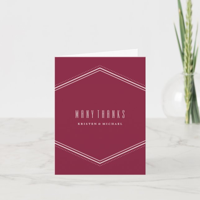 Carte de remerciements Hexagon classique - Maroon (Devant)