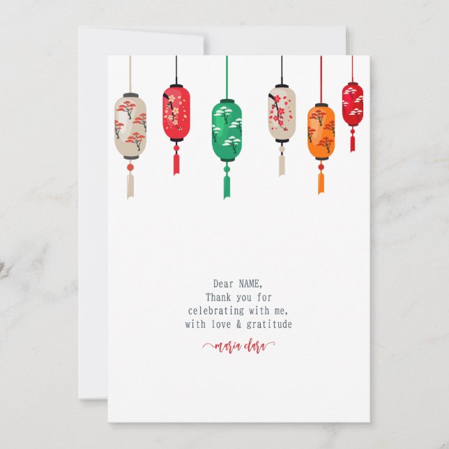 Carte De Remerciements Hibachi Japonais Lanterns Chef fête d'anniversaire (Devant)
