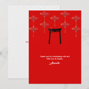 Carte De Remerciements Hibachi Thème Anniversaire Fête Chef privé Japonai