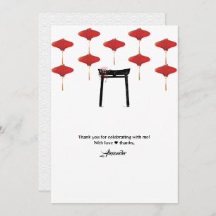 Carte De Remerciements Hibachi Thème Anniversaire Fête Chef privé Japonai