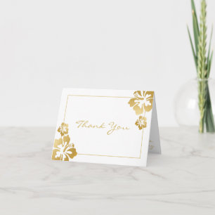 Carte De Remerciements Hibiscus d'or Fleur Hawaii avec photos à l'intérie