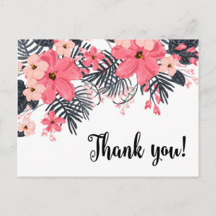Carte de remerciements hibiscus palm tropical feui